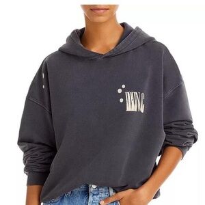 Anine Bing Washed Charcoal Scoop-Neck Hoodie